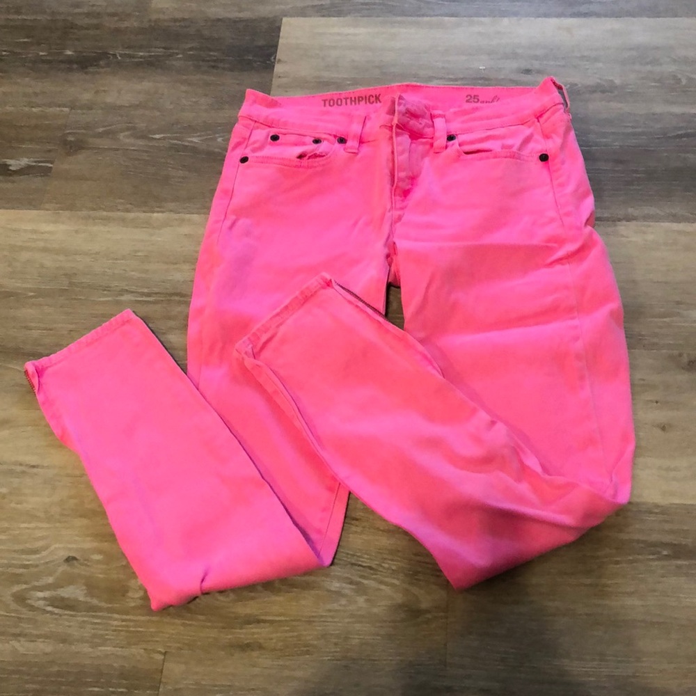 Pink JCrew Toothpick Ankle Jeans